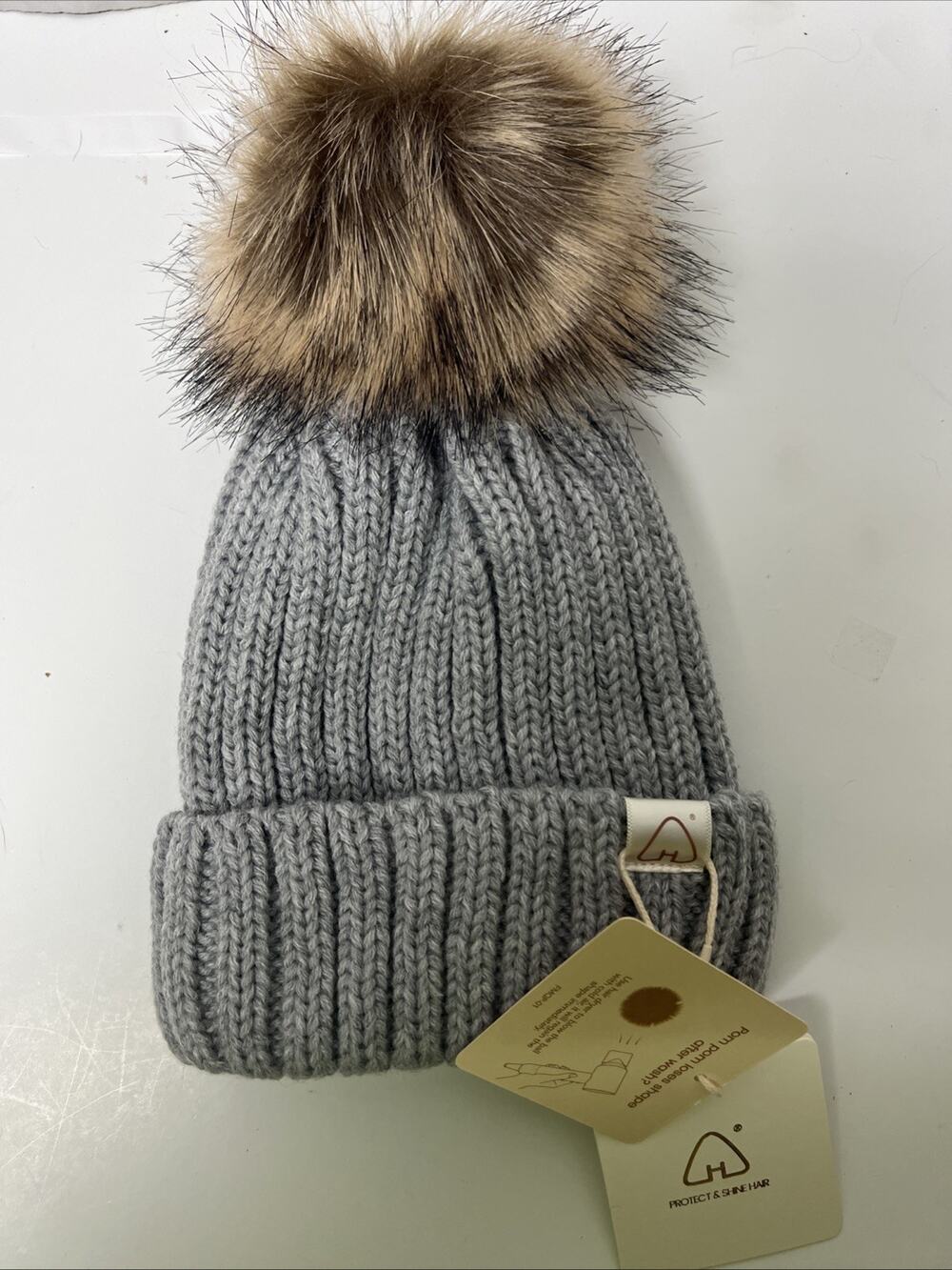 Hat Hut Toddler Satin Lined Beanie With Faux Pompom NWT